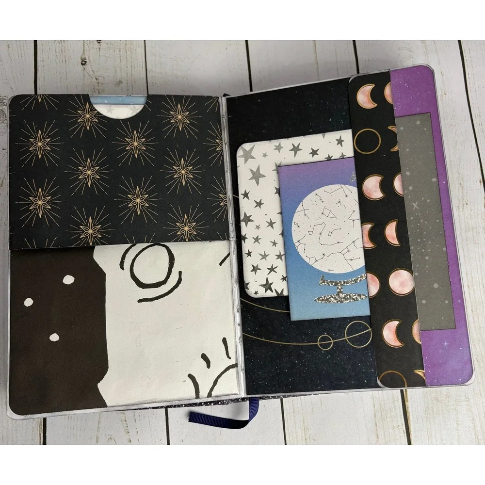Handmade Celestial Junk Journal Night Sky Moon Stars Constellation Scrapbook